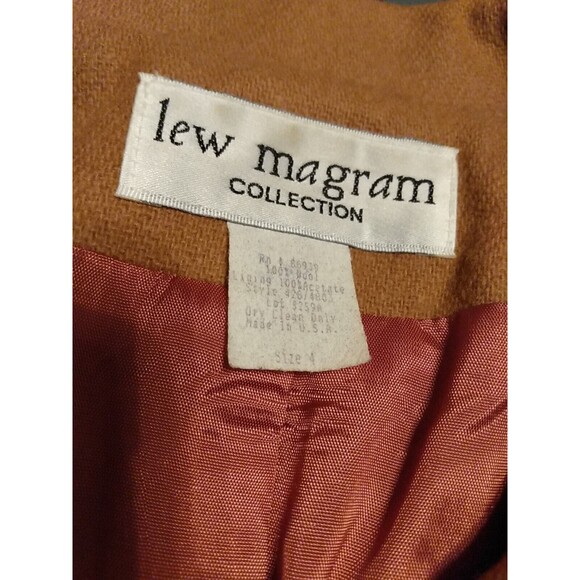lew magram Women Rose Taupe Wool Long Sleeve Double Breast Blazer Jacket‎ Size 4 - Picture 5 of 6